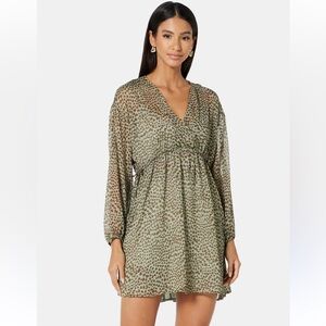 Mango NWT green and brown animal print dress size 8